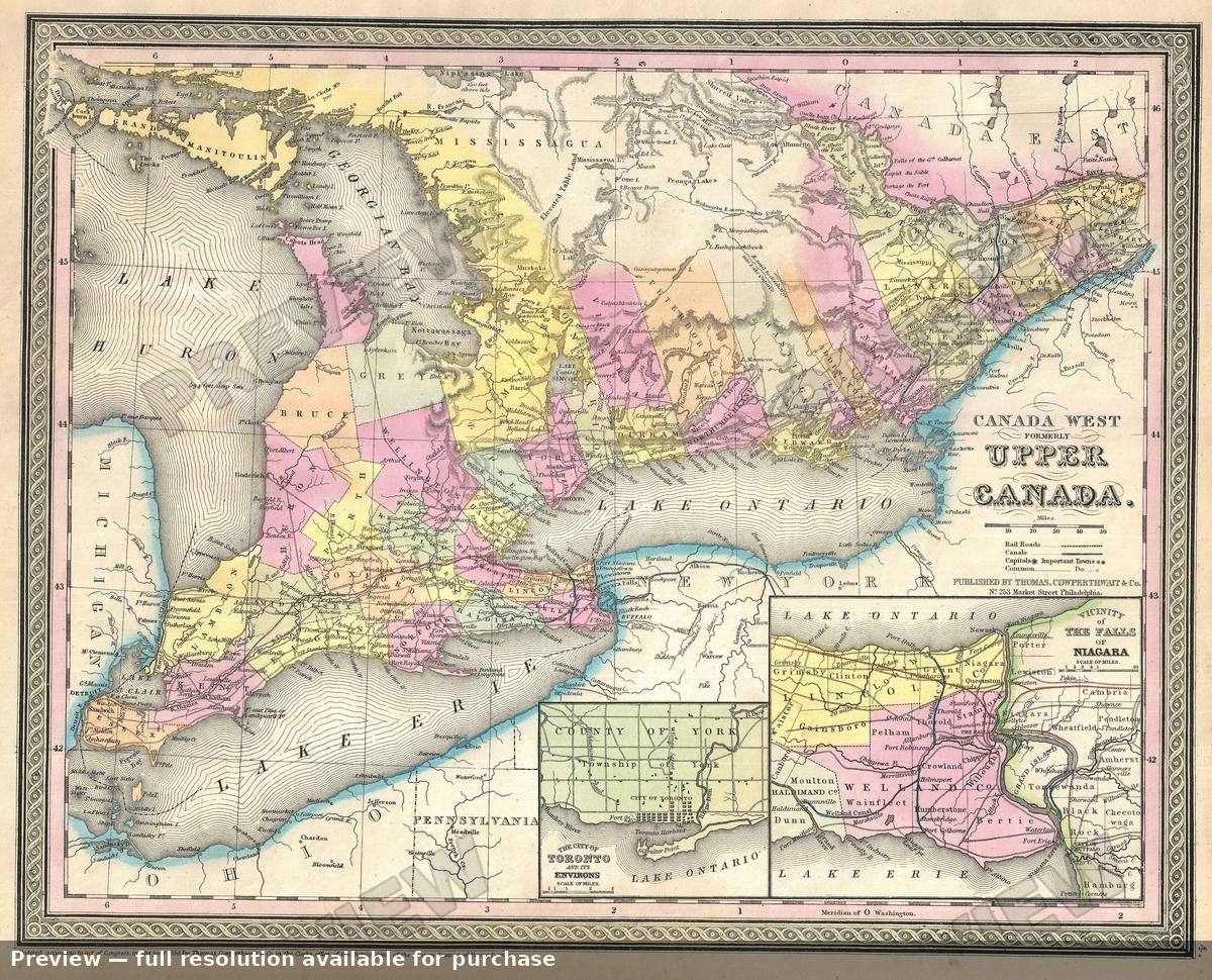 Antique map: Upper Canada, 1854, 1854