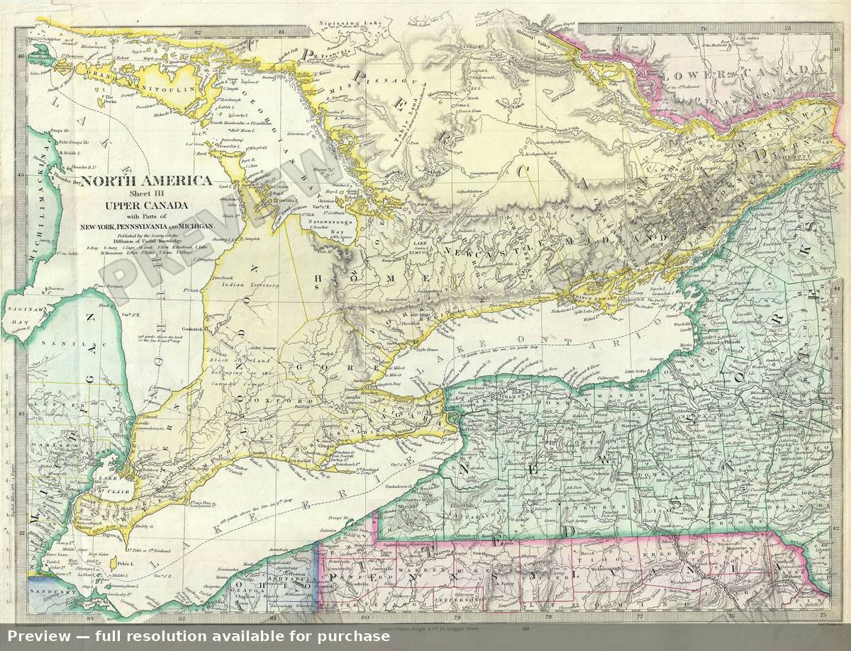 Antique map: Upper Canada, 1848