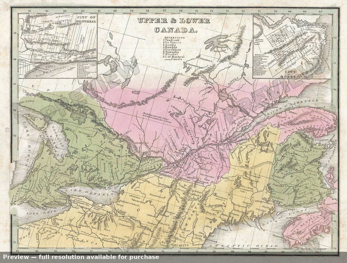 Antique map: Upper Lower Canada, 1835, 1835
