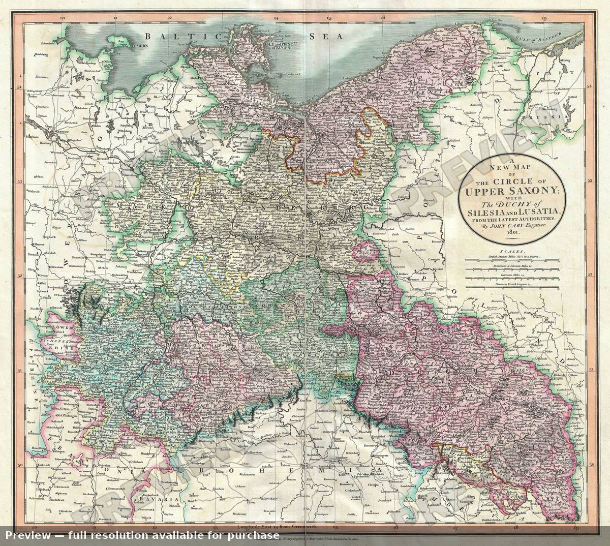 Antique map: Upper Saxony, 1799, 1799
