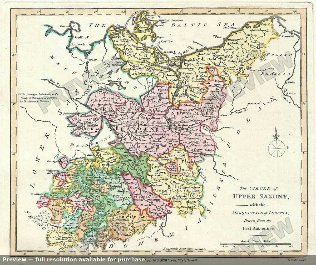 Antique map: Upper Saxony, 1792, 1792