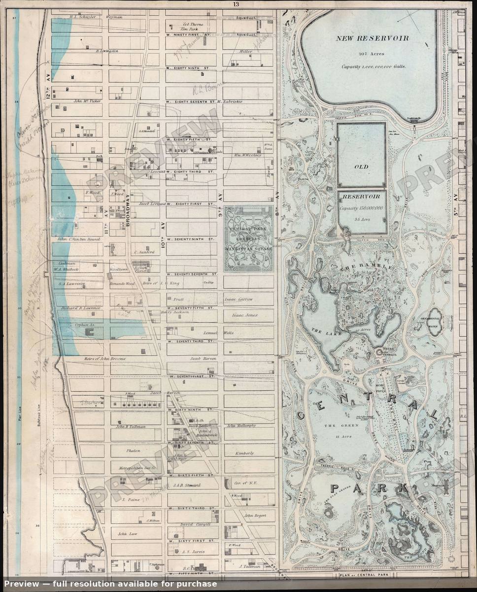 Antique map: Upper West Side, 1867, 1867