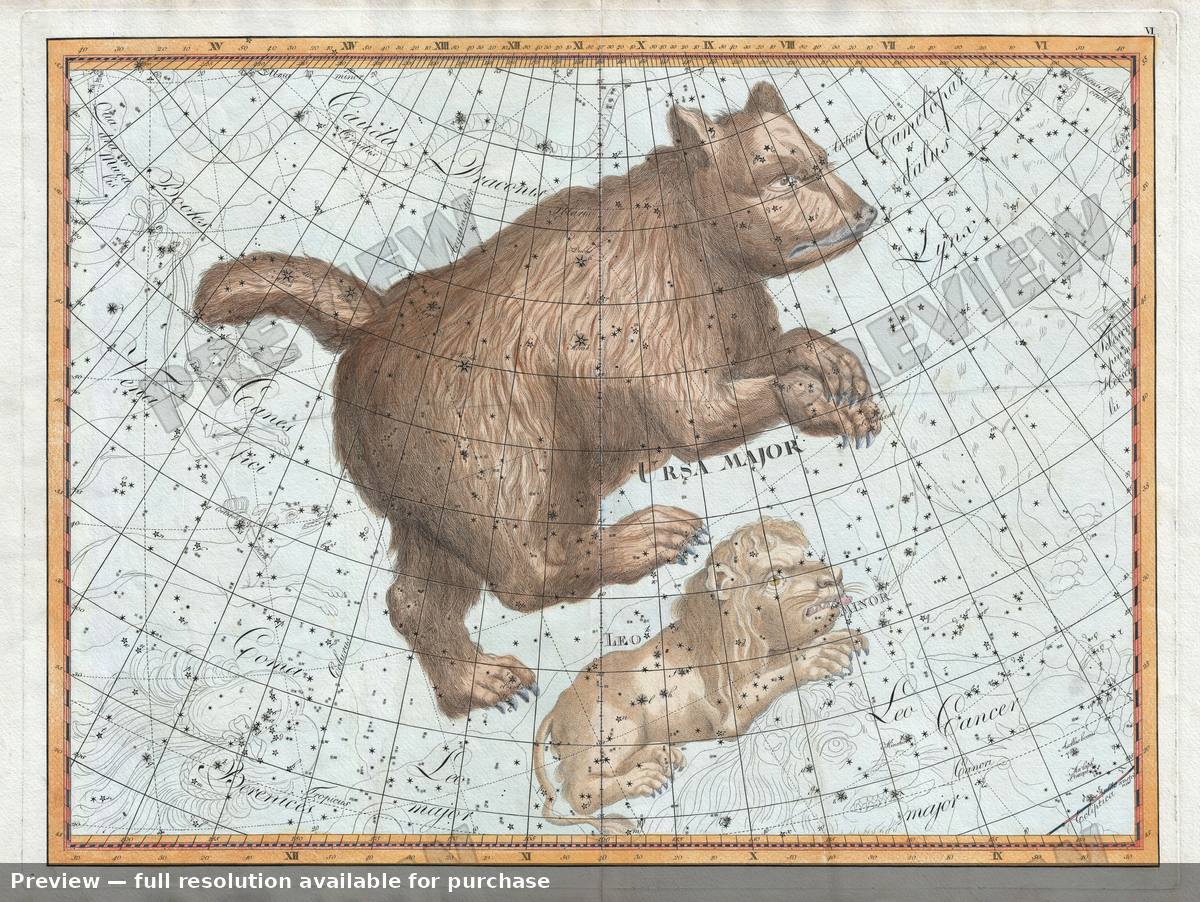 Antique map: Ursa Major Leo Minor, 1801