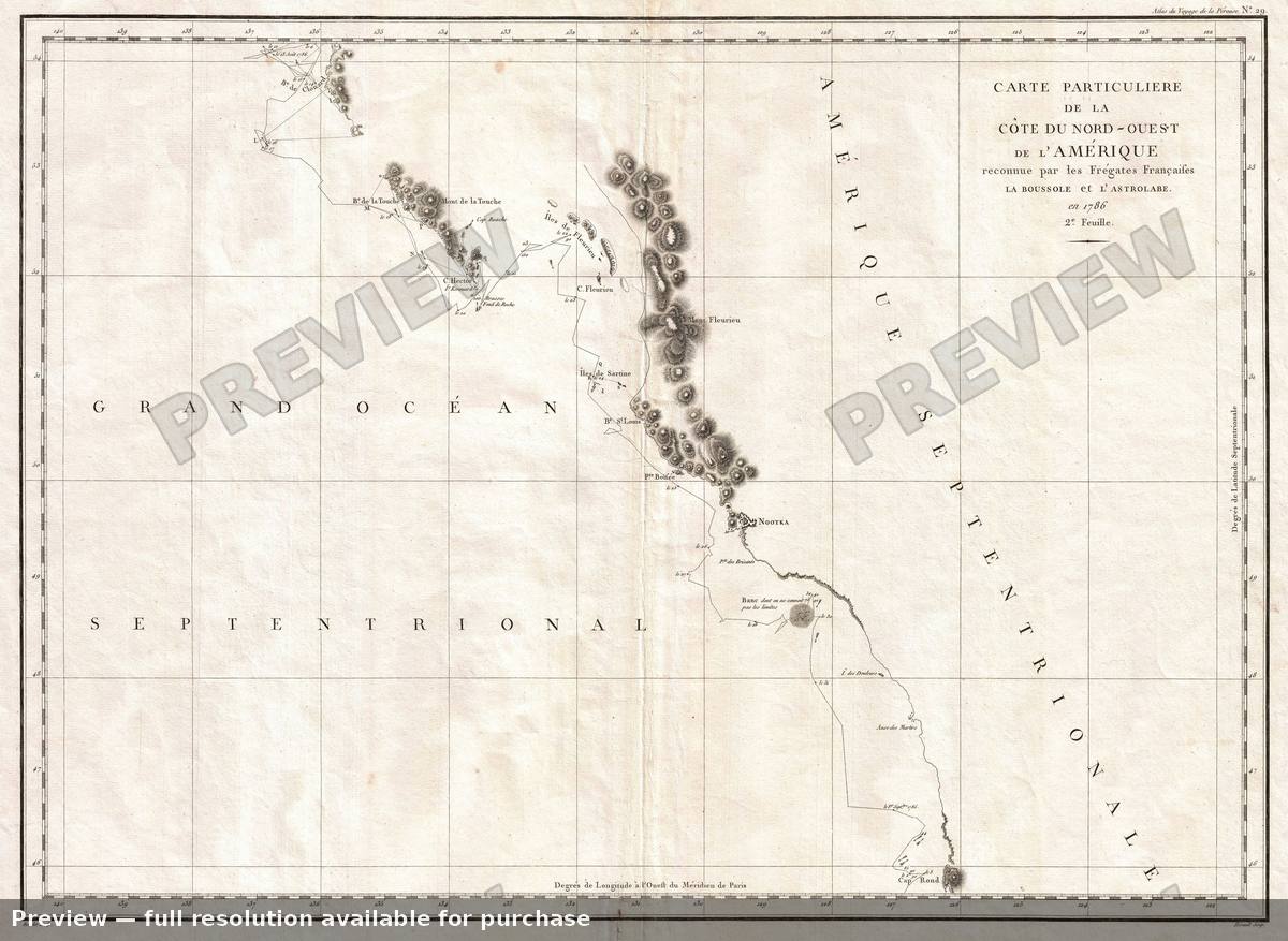 Antique map: Vancouver, 1786