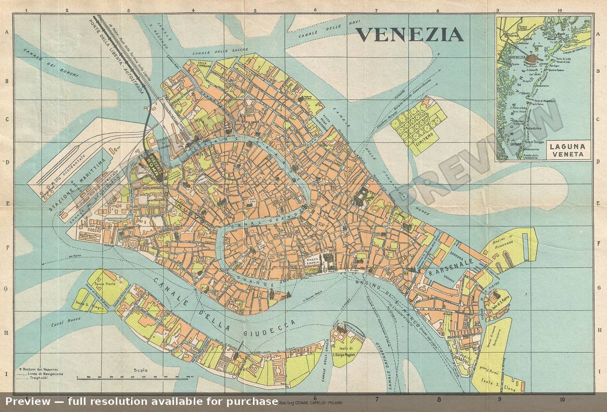 Antique map: Vanezia, 1950, 1950
