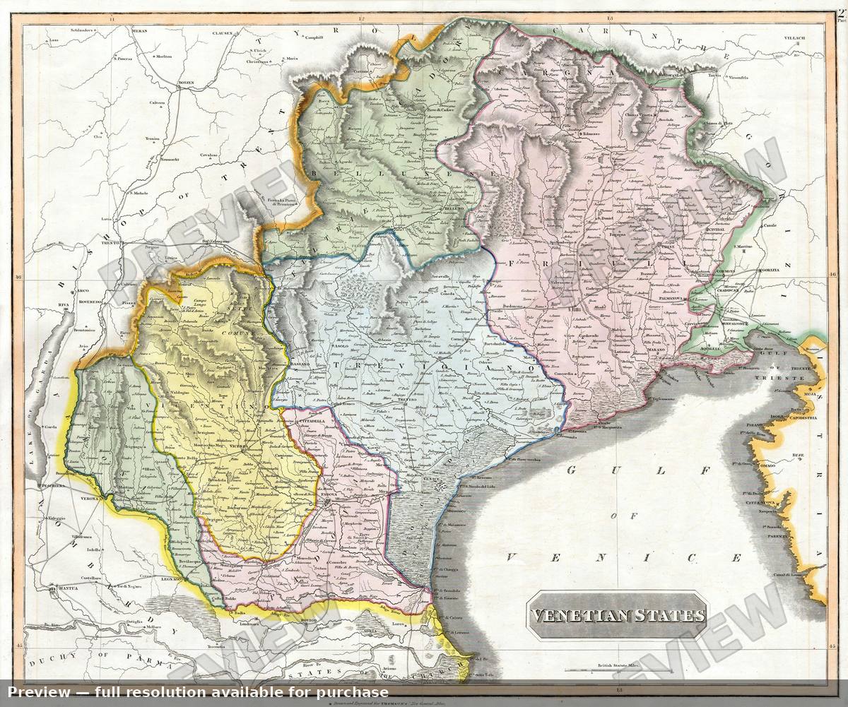 Antique map: Venetian States, 1814, 1814