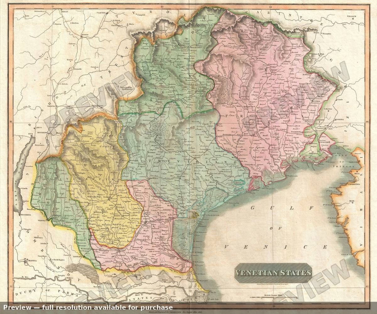 Antique map: Venetian States, 1816, 1816