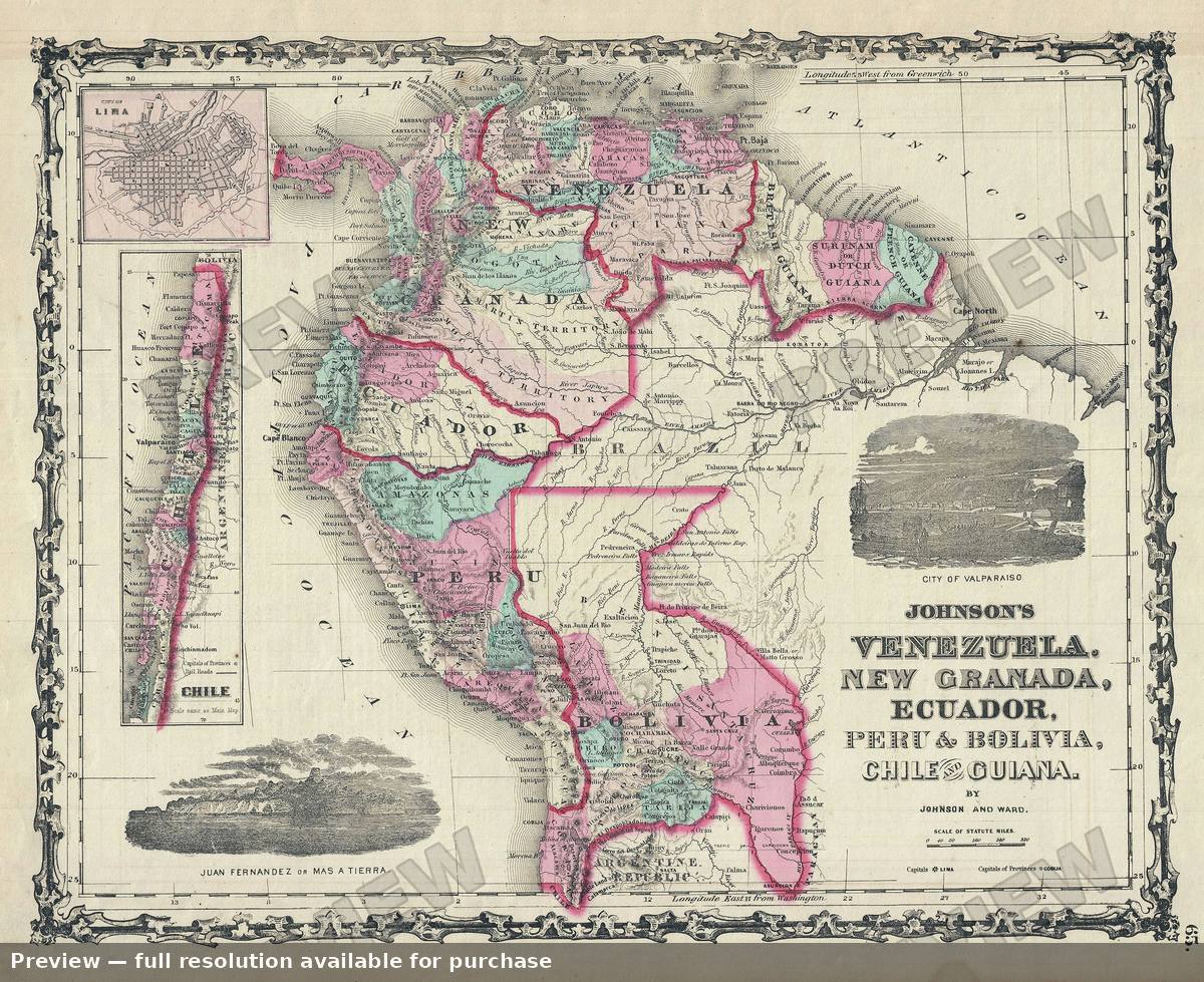 Antique map: Venezuela, 1863