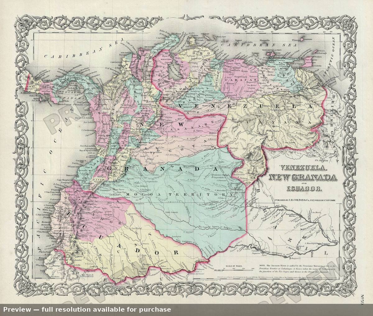 Antique map: Venezuela Columbia, 1856, 1856