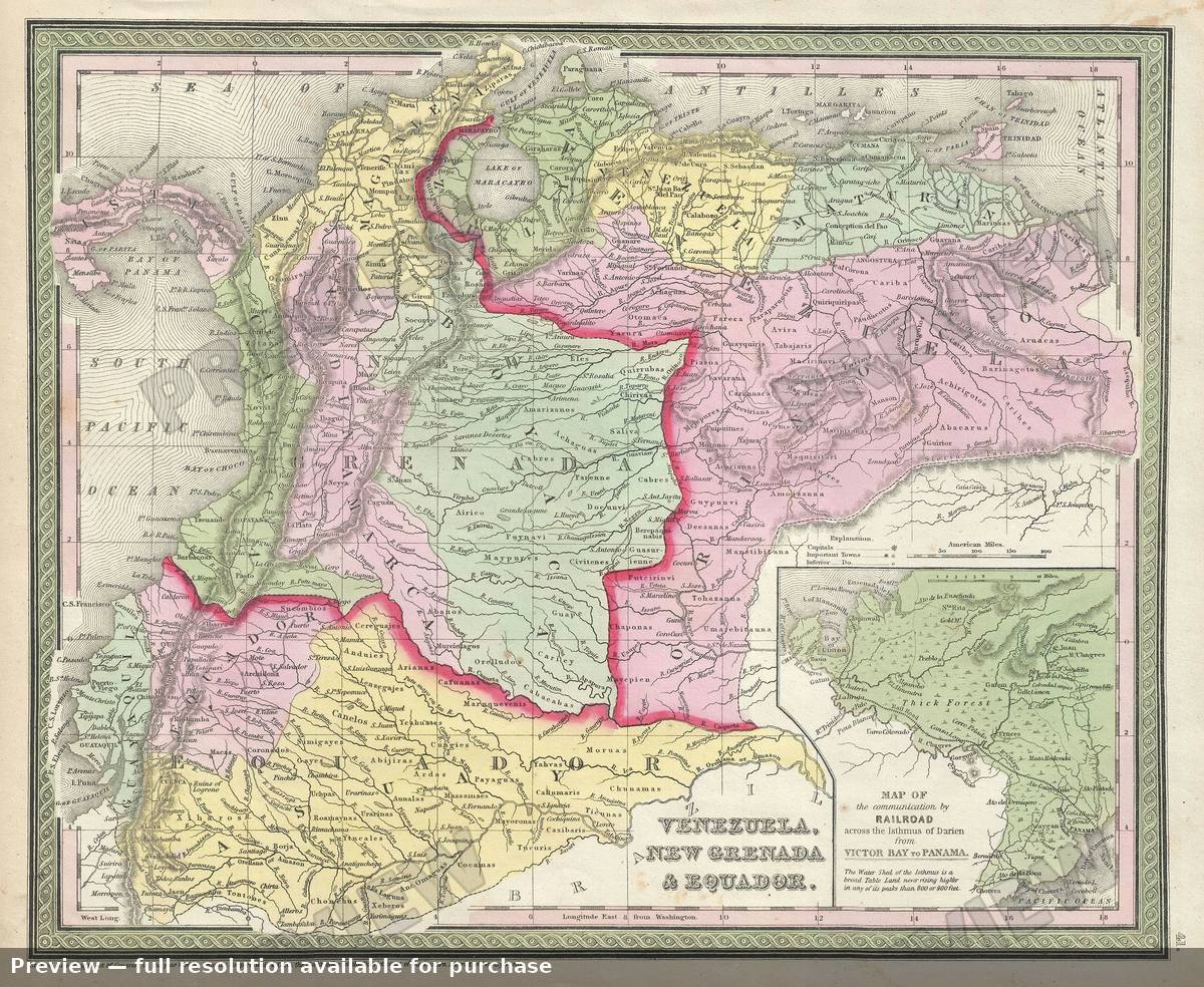 Antique map: Venezuela Ecuador, 1854, 1854