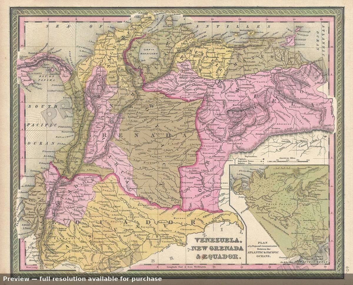 Antique map: Venezuela New Granada, 1849, 1849