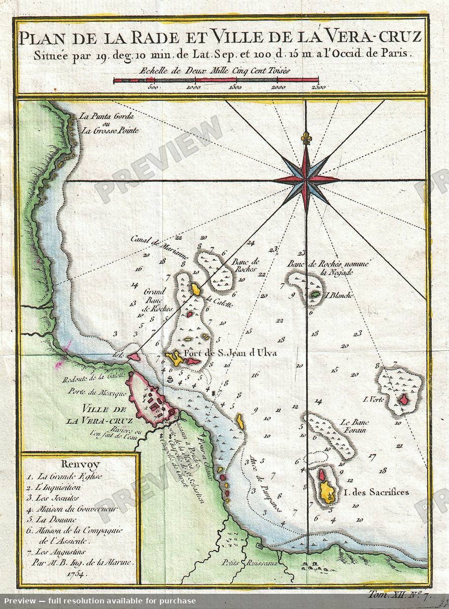 Antique map: Veracruz, 1754, 1754