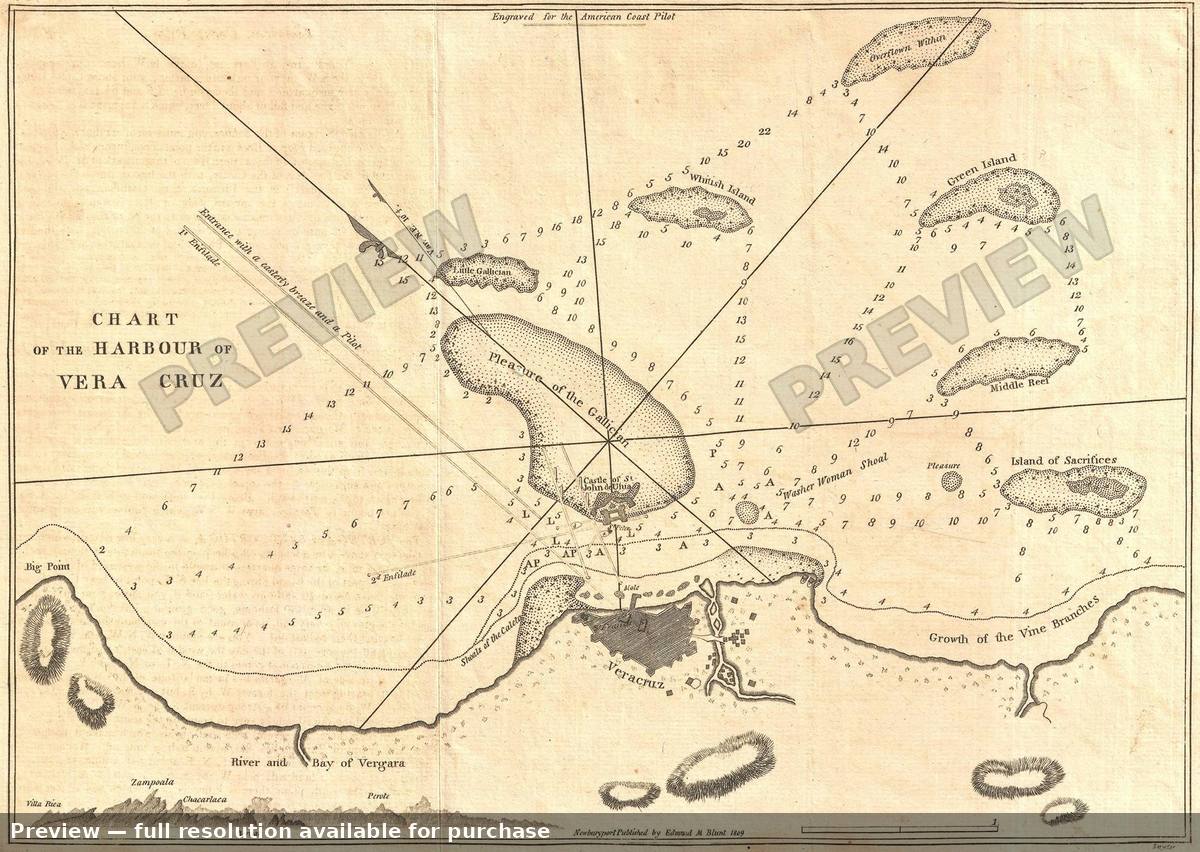 Antique map: Veracruz Harbor, 1809, 1809