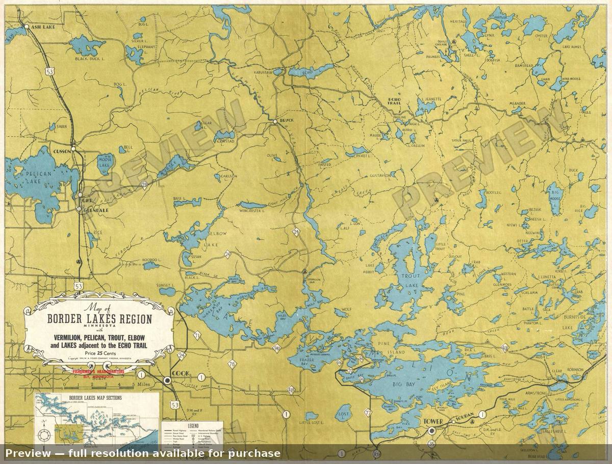 Antique map: Vermilion Pelican, 1941