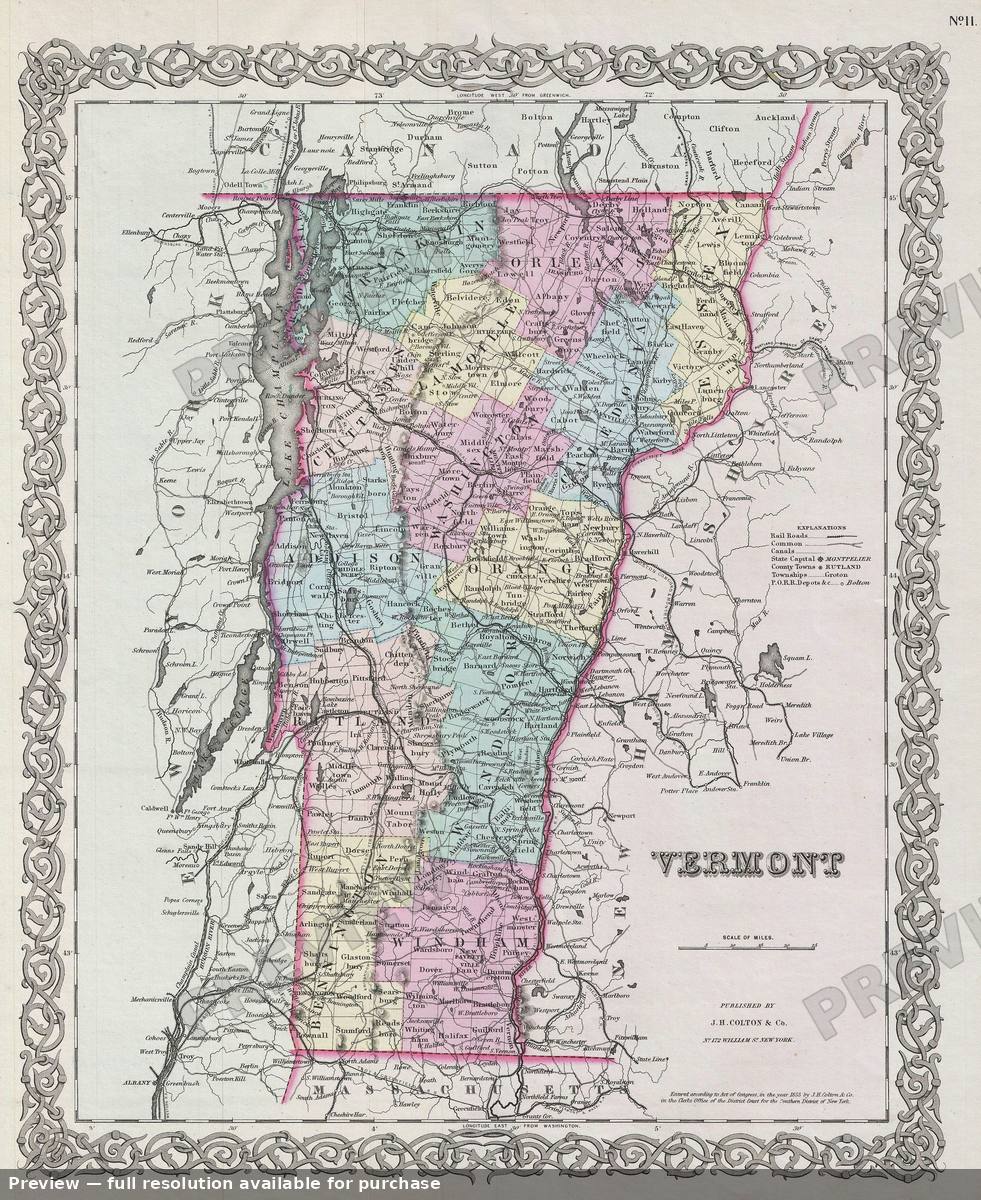 Antique map: Vermont, 1856, 1856