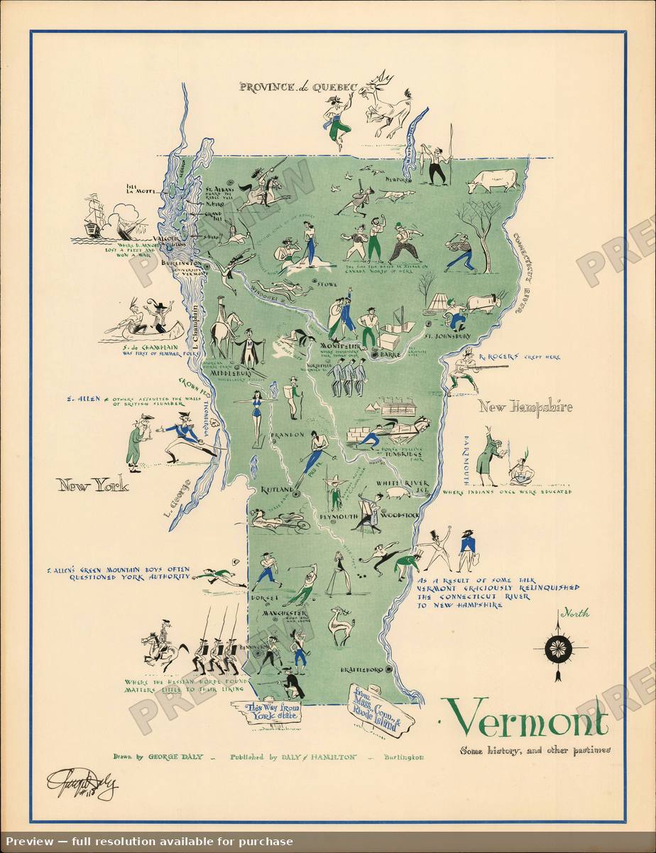 Antique map: Vermont, 1949, 1949
