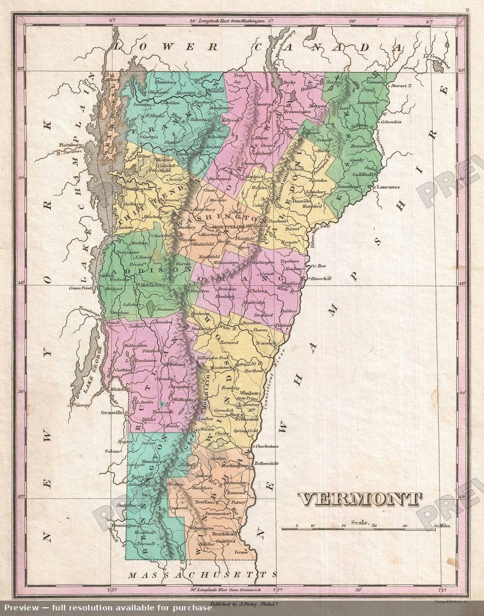 Antique map: Vermont, 1827, 1827