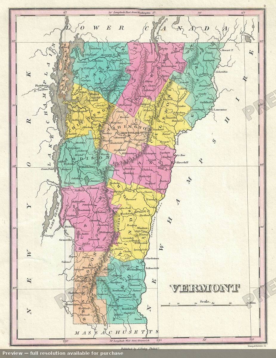 Antique map: Vermont, 1828, 1828