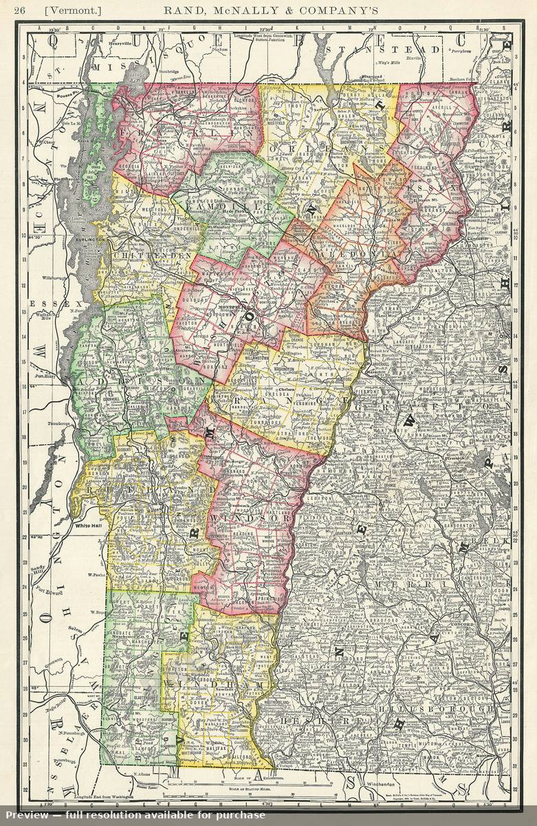 Antique map: Vermont, 1893, 1893