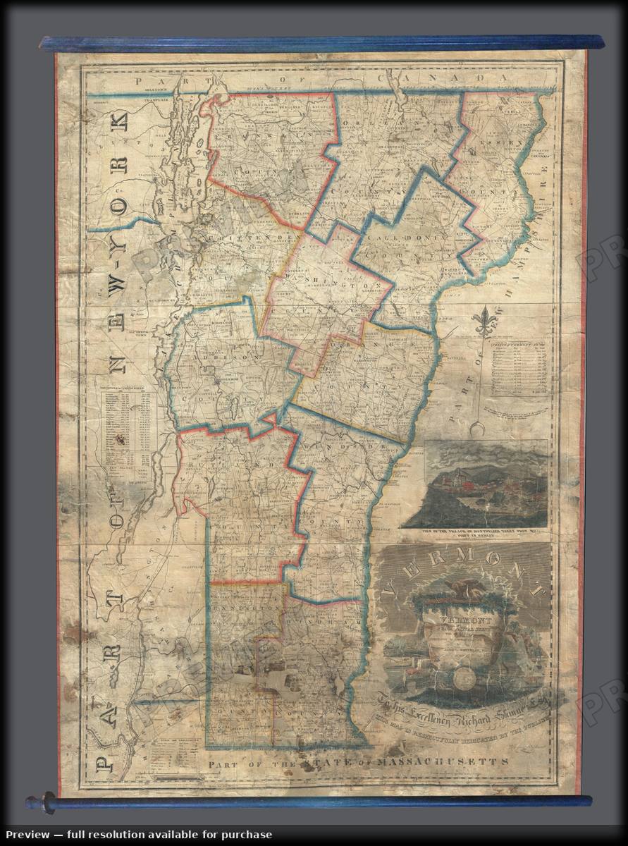 Antique map: Vermont, 1821, 1821