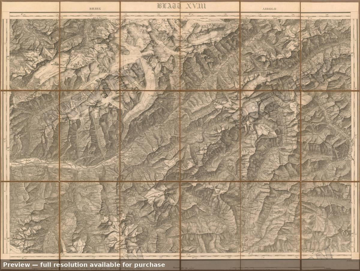 Antique map: Vevey Sion, 1875