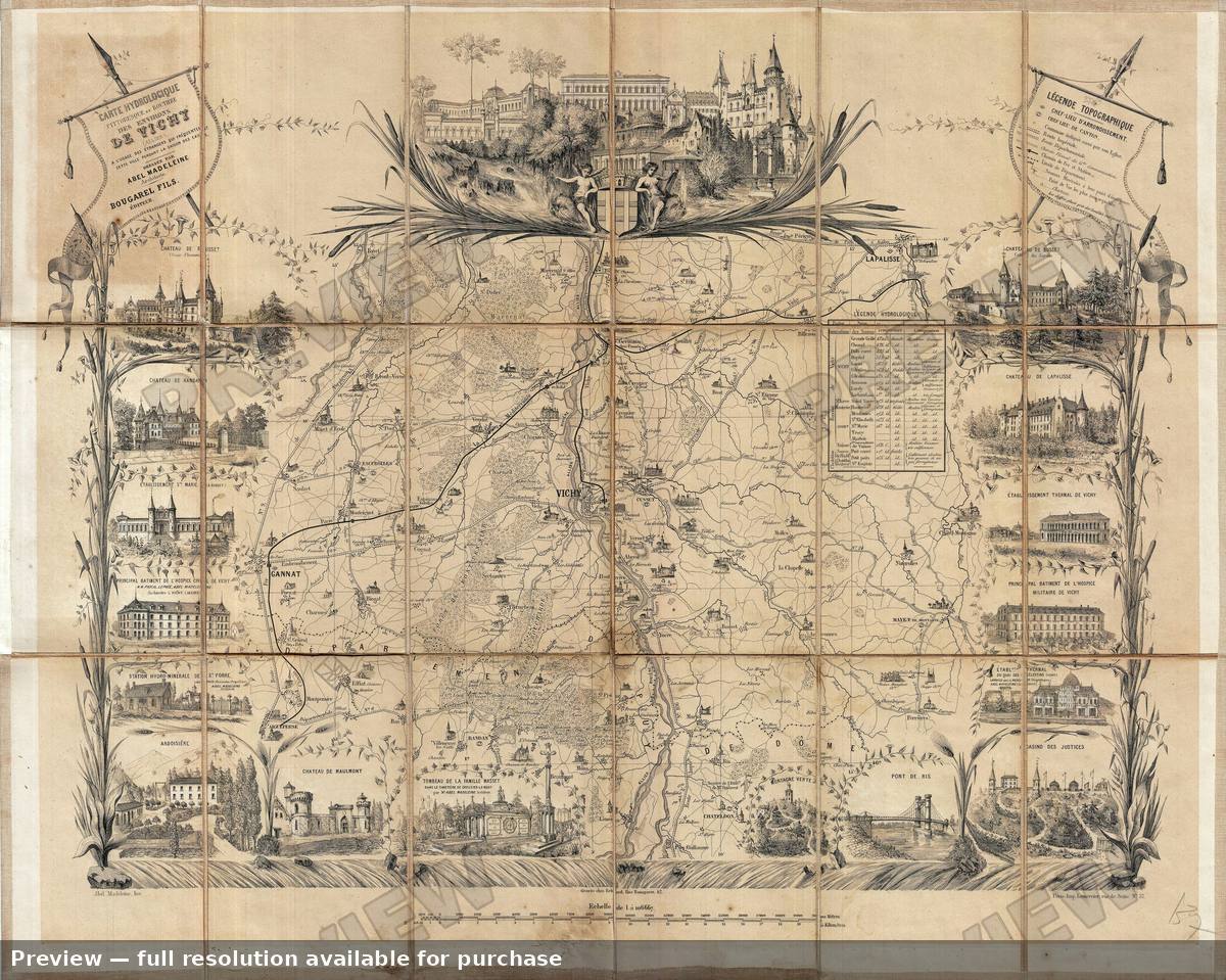 Antique map: Vichy, 1861, 1861