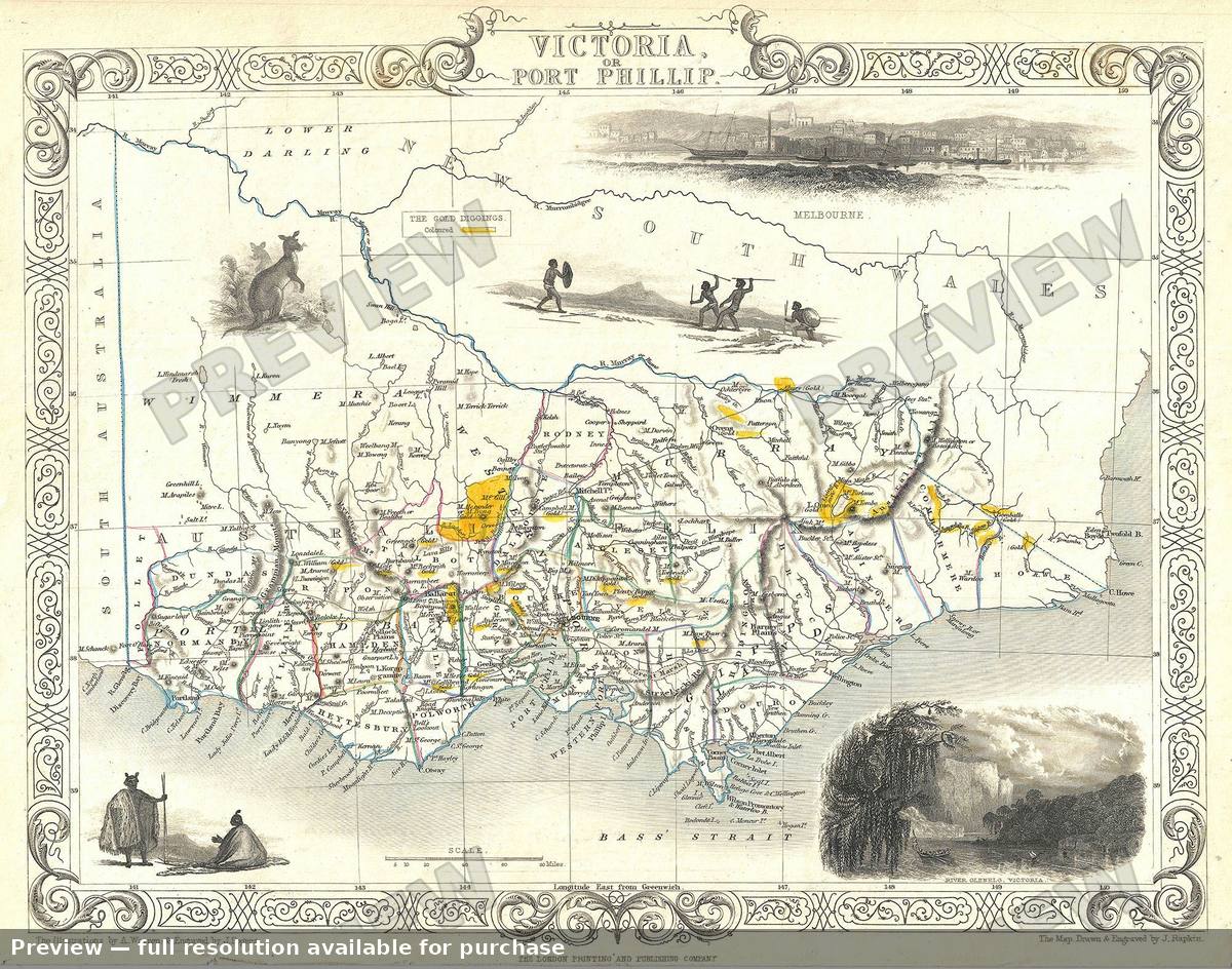 Antique map: Victoria, 1851