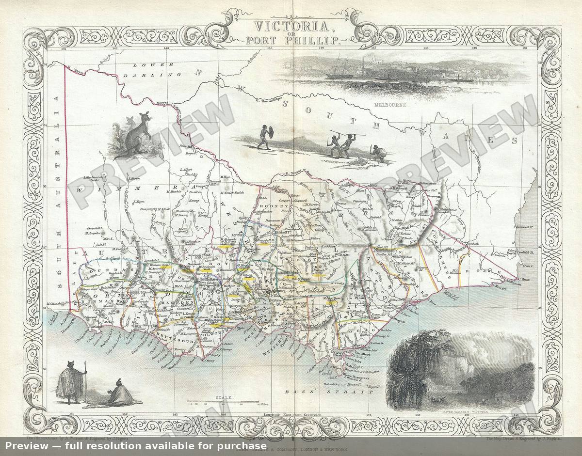 Antique map: Victoria Port Phillip, 1851