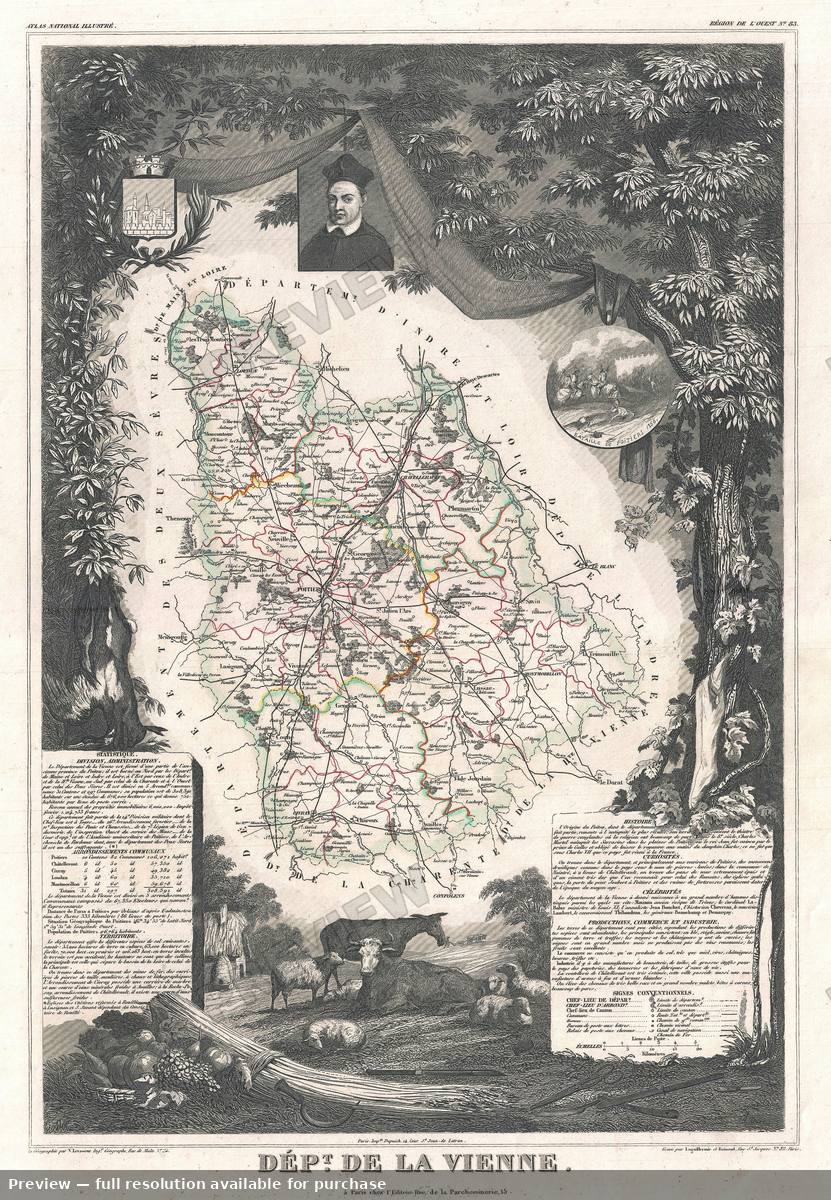 Antique map: Vienne, 1852, 1852