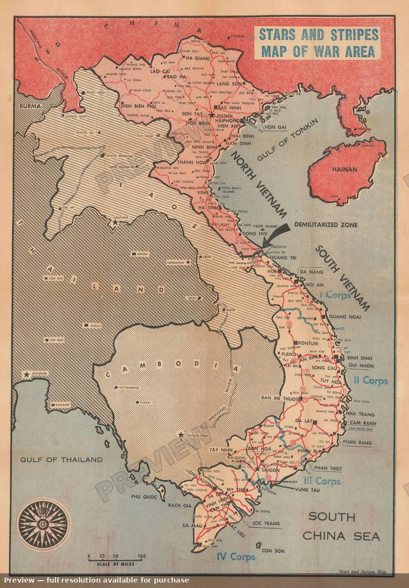 Antique map: Vietnam, 1966, 1966