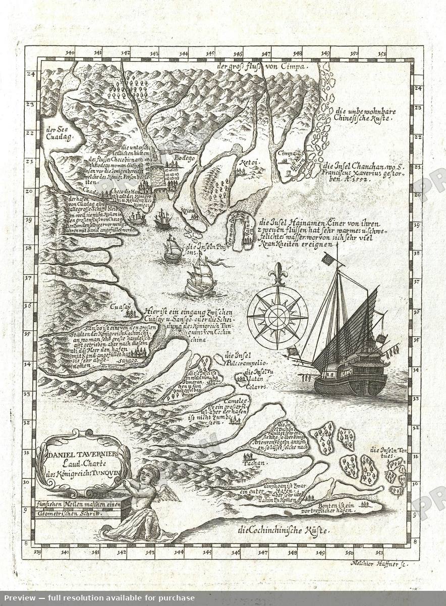 Antique map: Vietnam South China Sea, 1684