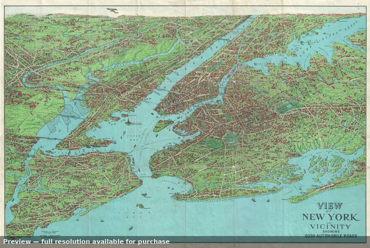 Antique map: Viewof New York, 1920