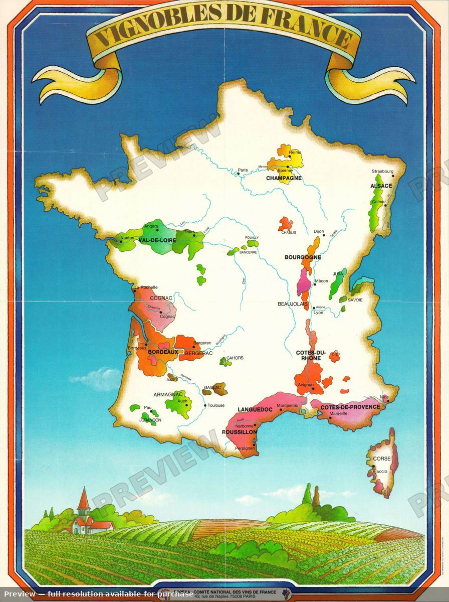 Antique map: Vignoblesde France, 1970, 1970