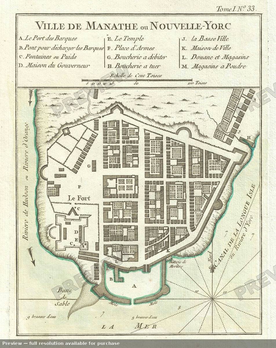 Antique map: Ville Manathe, 1764, 1764