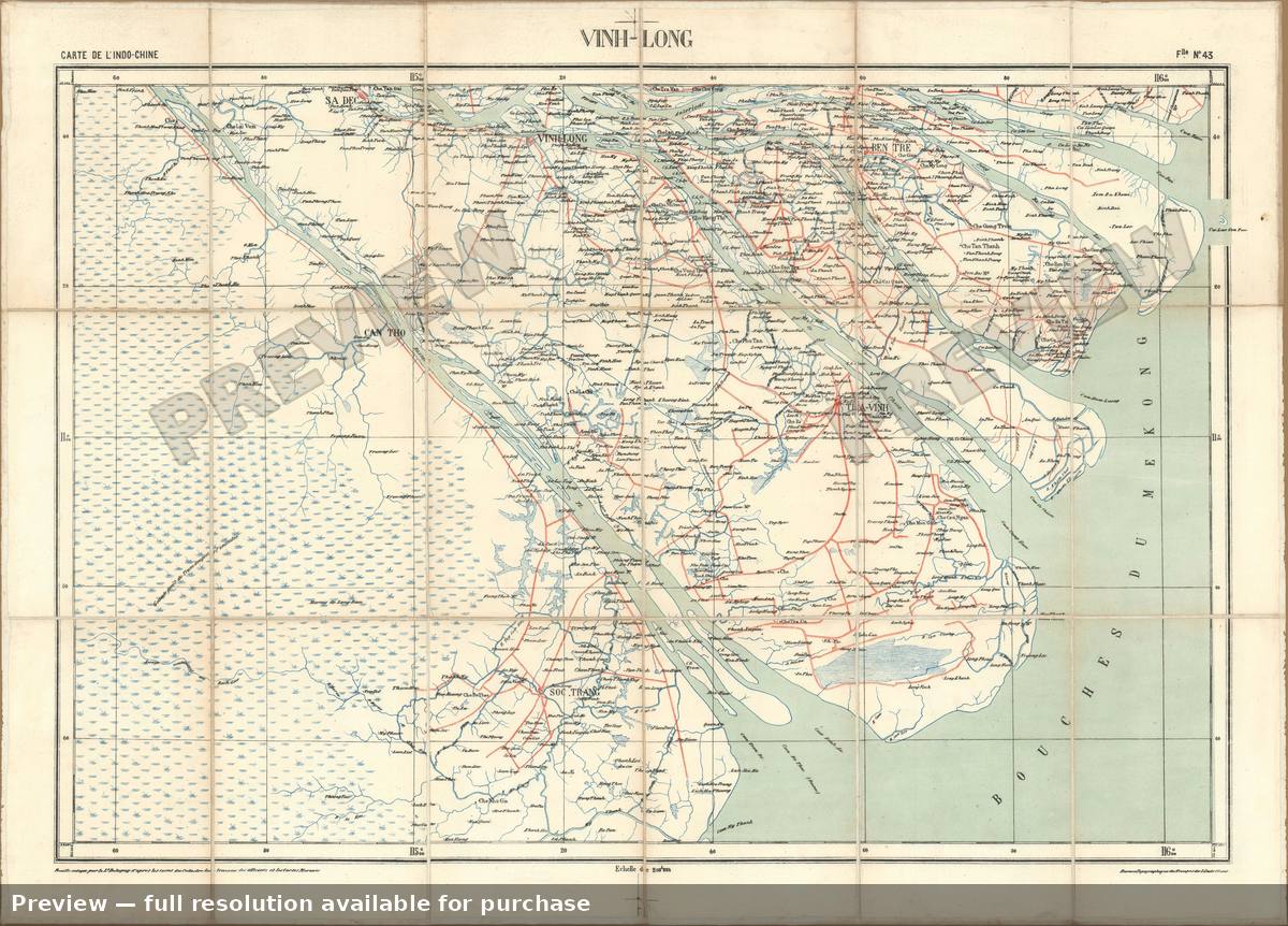 Antique map: Vinh Long Vietnam, 1895