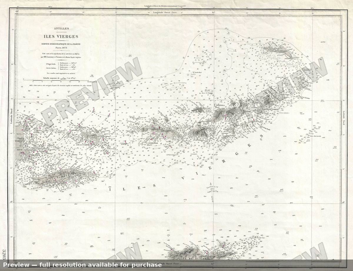 Antique map: Virgin Islands, 1960