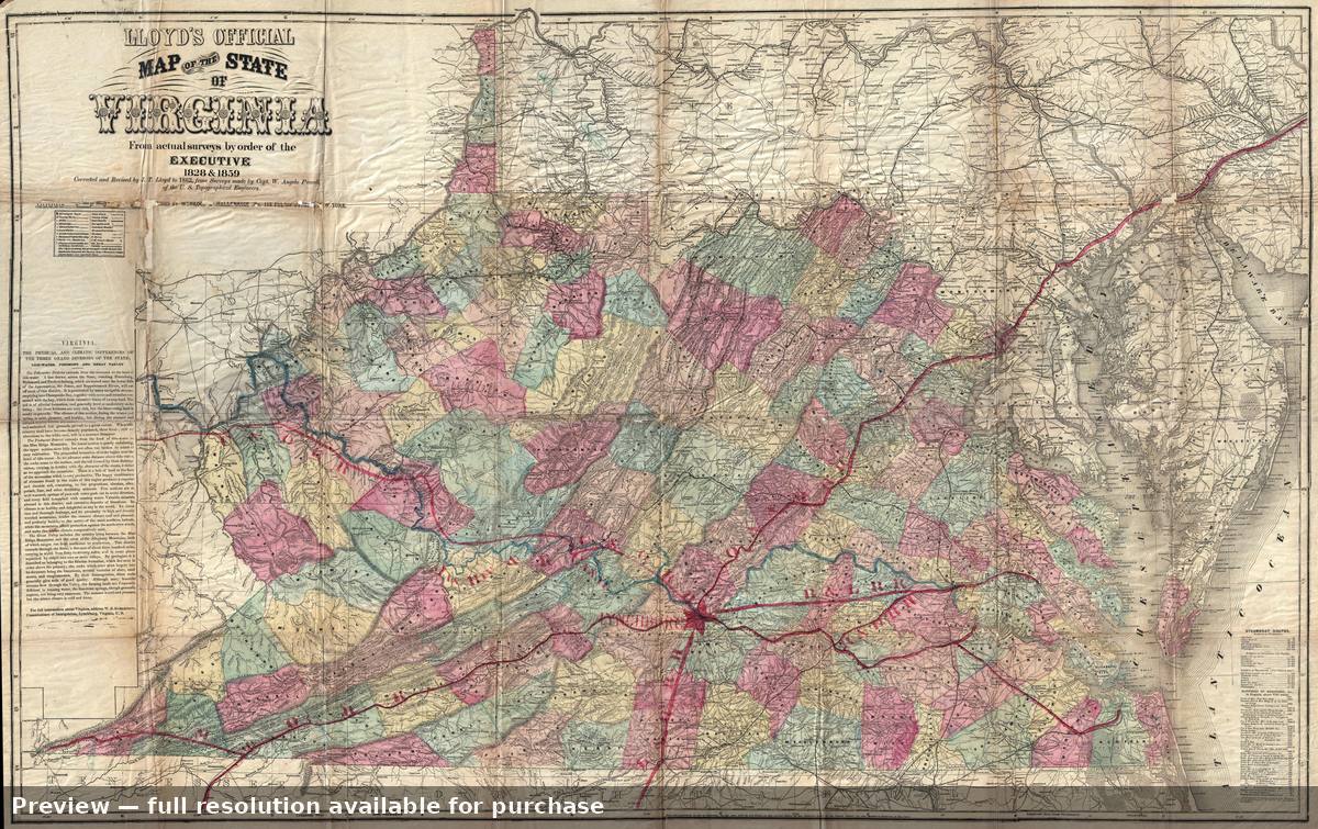 Antique map: Virginia, 1862