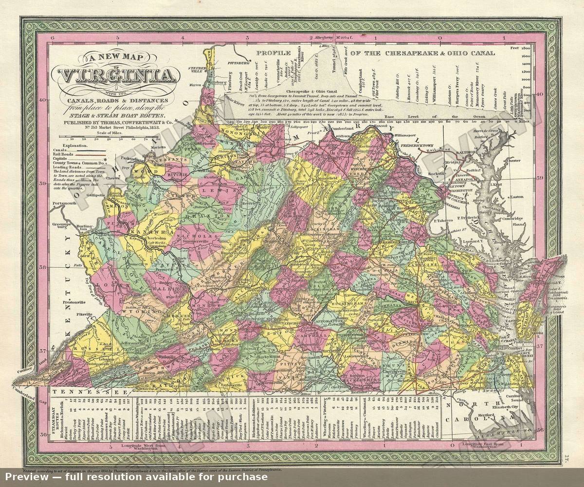 Antique map: Virginia 3, 1854, 1854