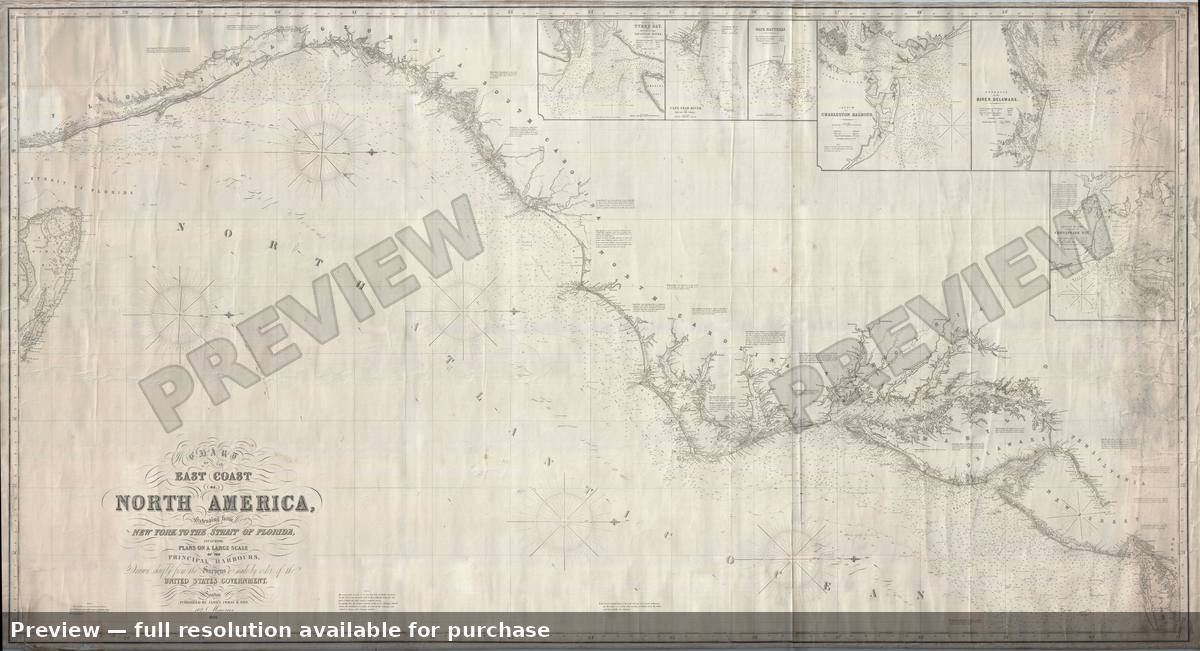 Antique map: Virginia Carolina Georgia, 1855, 1855