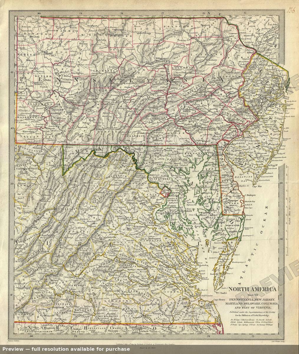 Antique map: Virginia Pennsylvania, 1833, 1833