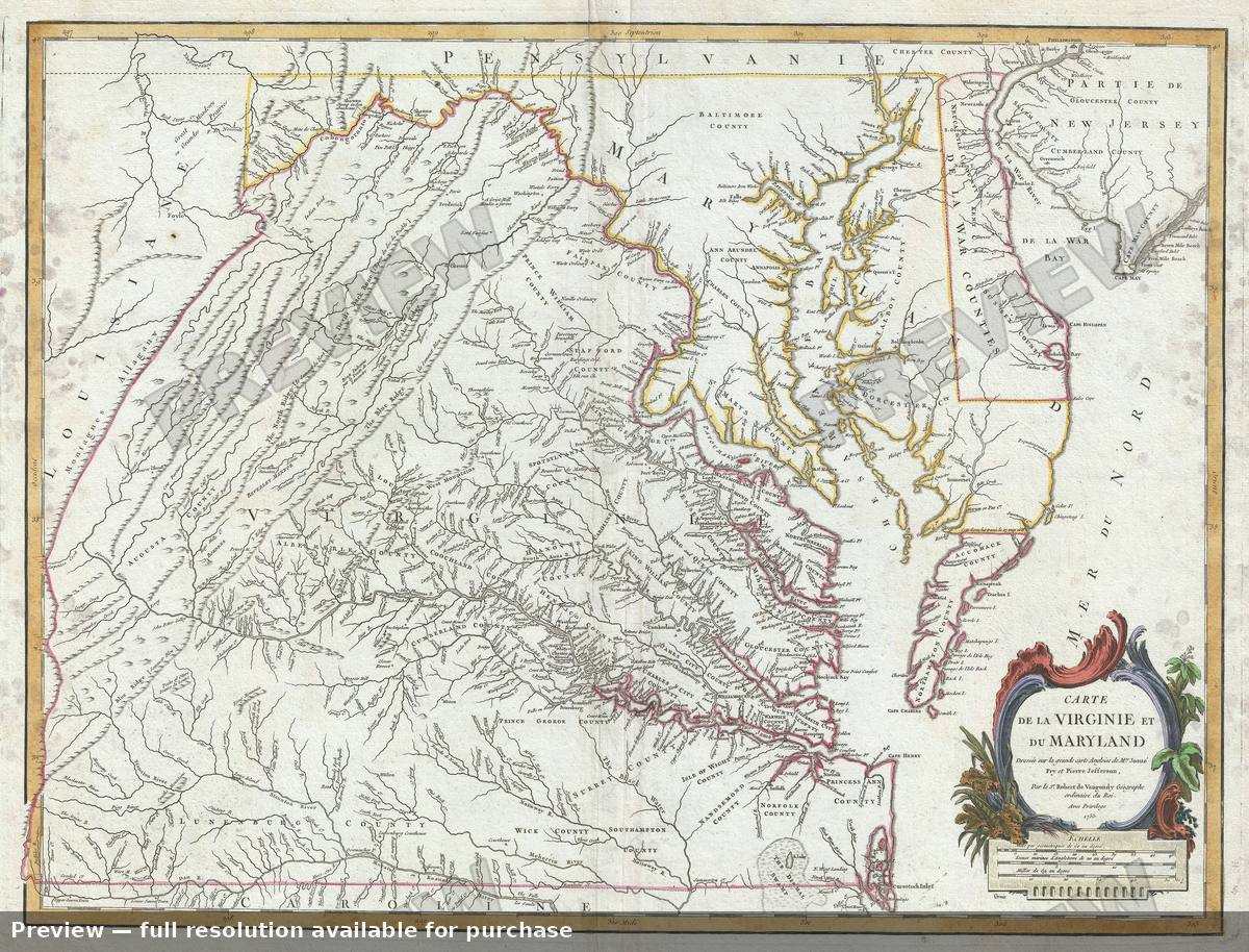 Antique map: Virginie Maryland 2, 1755, 1755