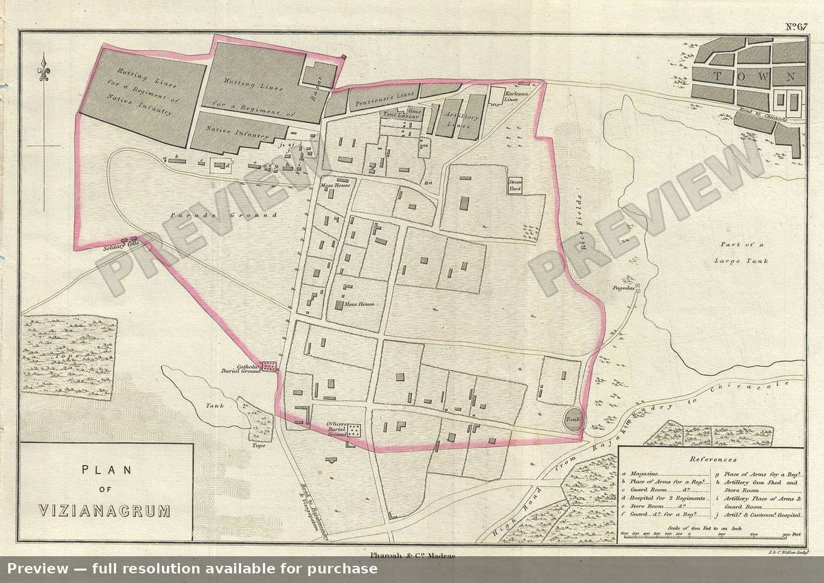 Antique map: Vizianagrum, 1854, 1854