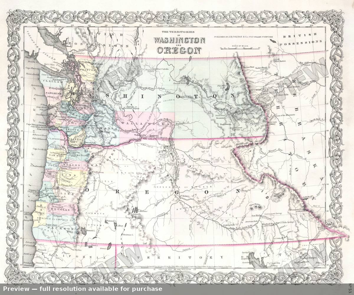 Antique map: WAOR, 1853, 1853