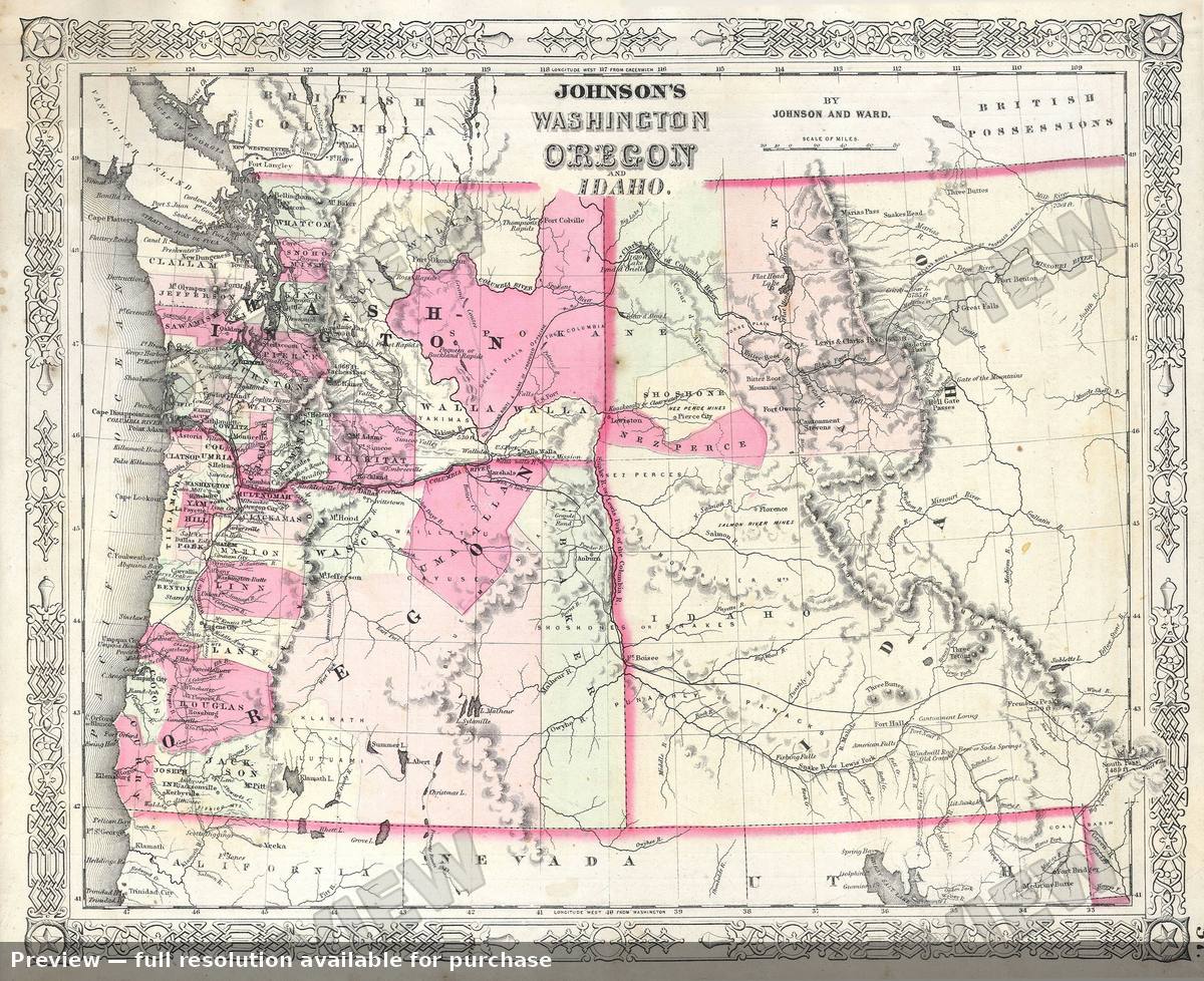 Antique map: WAOR, 1864, 1864