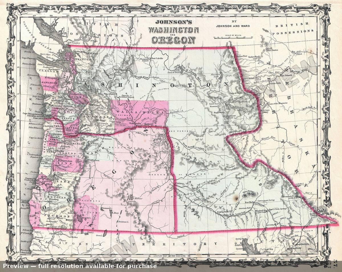 Antique map: WAOR, 1862, 1862