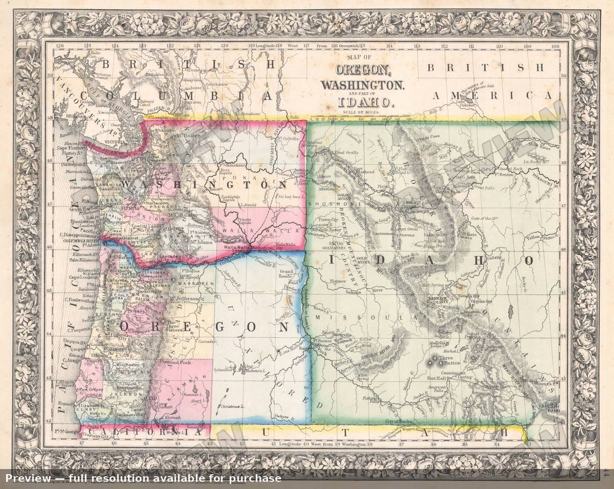 Antique map: WAORID, 1864, 1864