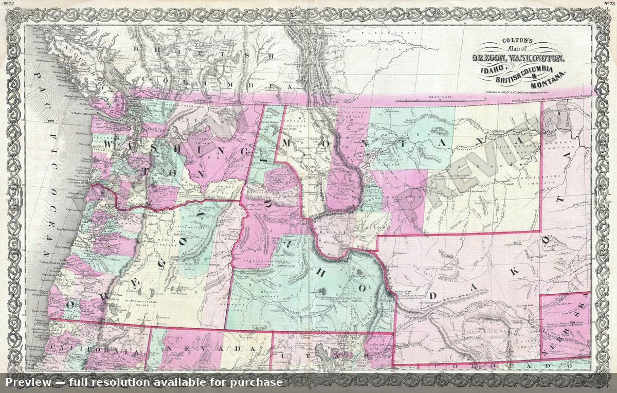 Antique map: WAORIDMT, 1866, 1866