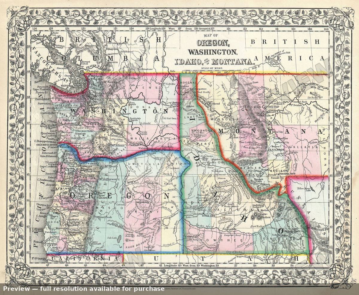 Antique map: WAORIDMT, 1867, 1867