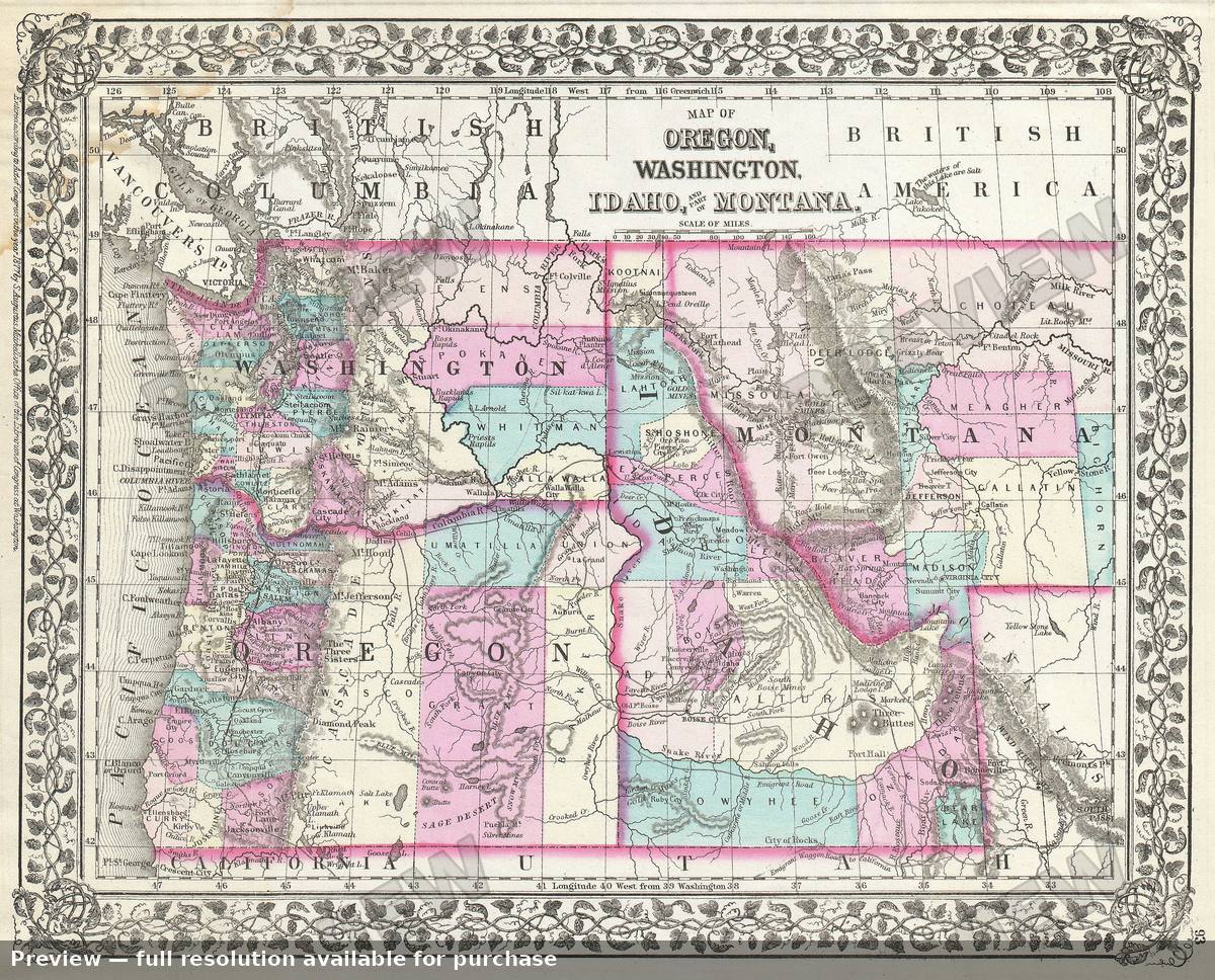 Antique map: WAORIDMT, 1877, 1877