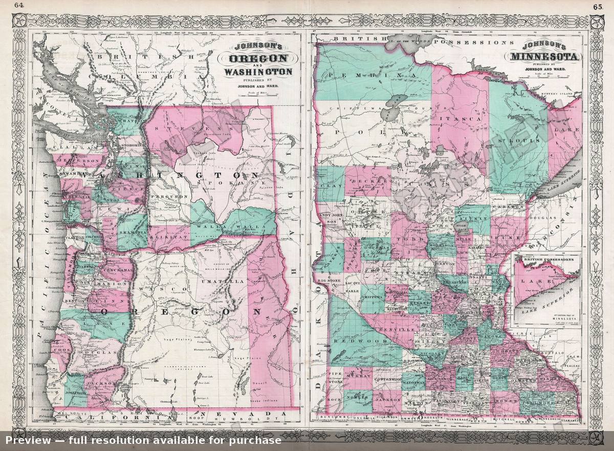 Antique map: WAORMN, 1865, 1865